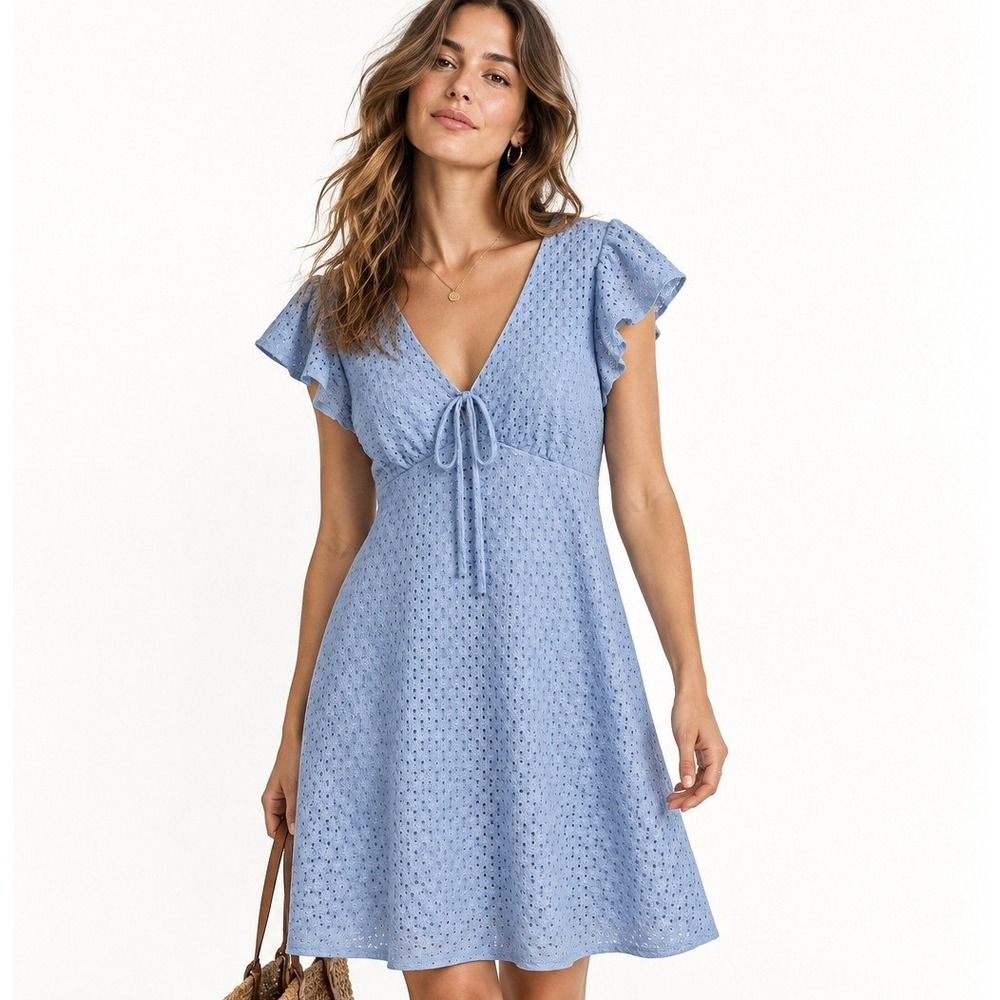 Gilli Berlin Flutter Sleeve Mini Dress Womens Size S Light Blue NWT‎